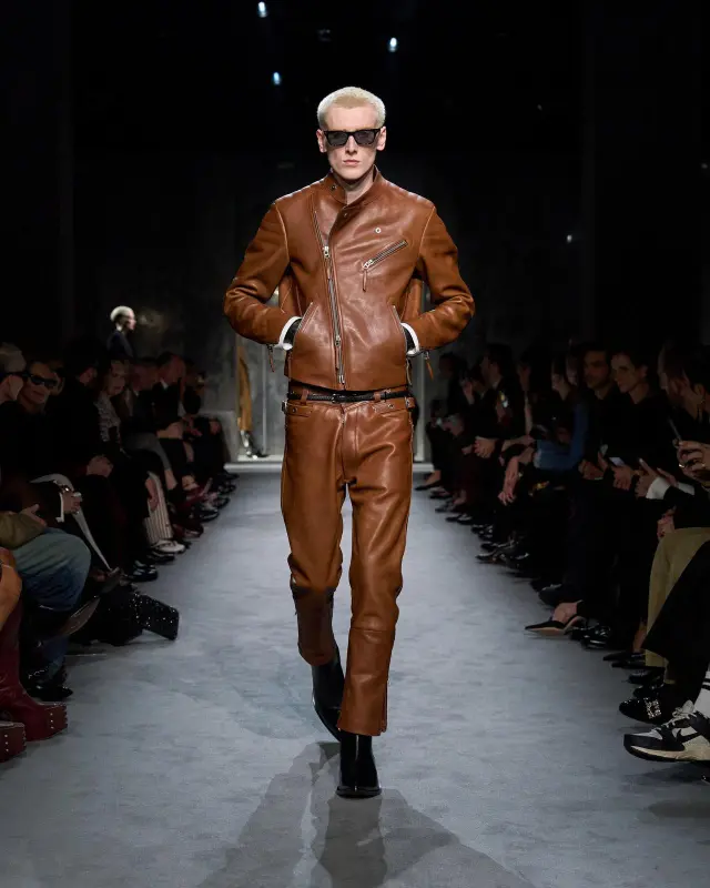 BUFFALO GRAIN LEATHER BIKER PANT HAZELNUT online